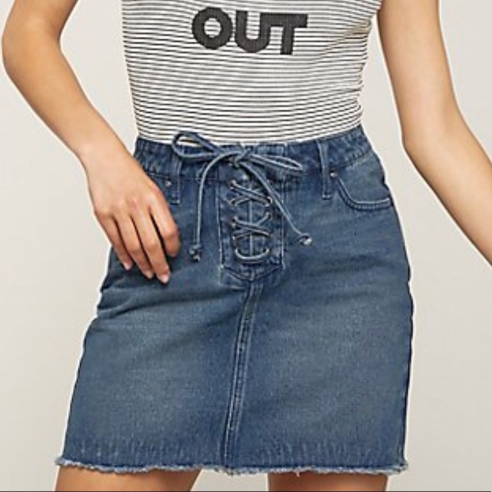 Denim lace up skirt